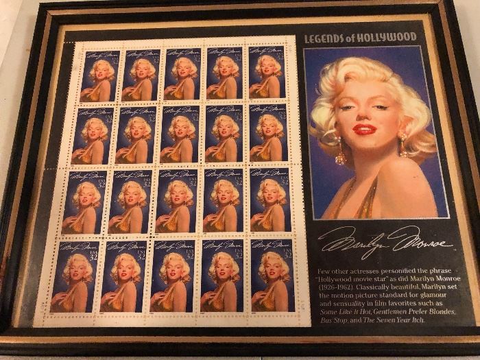 Framed Marilyn Monroe stamps 