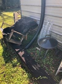 Wooden swing, grill, assorted