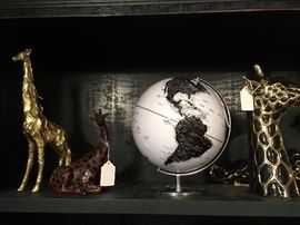 Various safari themed decor items 