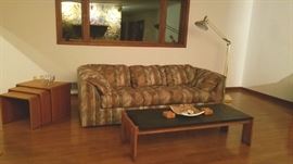 Mid Century modern nest of tables and slate topped coffee table