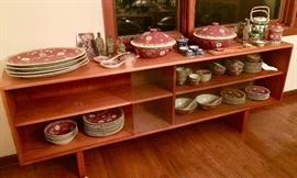 Mid century modern credenza top shelves with glass doors