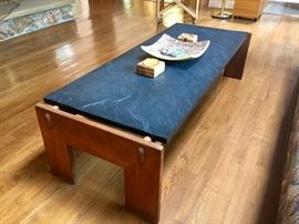 Mid century modern slate top coffee table