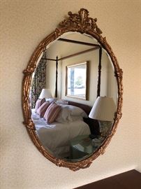 Mirror - oval with burnished gold-leaf