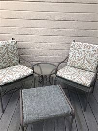Brown Jordan patio chairs, side table and ottoman