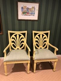 Pair of painted wood arm chairs 