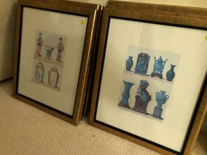Asian prints in matched framed - 