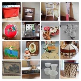 #82: Metal Electrified Train Station
#83: O Gauge Lionel Track & Trestle Set
#84: Mar Toys Central Bridge no Track
#85: Railroad crossing signal & Street Light w/wires
#86: Train Track
#87: Gold Framed Mirror
#88: Lawn Sweeper in box
#89: Cooler
#90: Gold Framed Mirror
#91: Vintage Childrens Chair *not weight bearing
#92: Maasdam Pow'r Pull Winch/Puller Model 144sb-6
#93: Christmas Decor Baskets & Candles
#94: Christmas tree stand & Tree Skirt
#95: Call-Chronicle Libbey Glass Set
#96: Coin Collecting Containers w/storage brief cases
#97: Boy Peeing Grouping; Fountain of Life & Don't Drink the Water
#98: Hires Root Beer Grouping
#99: Mid Century Sliding Glass Corner Hutch
#100: Sand paper Grouping
#101: Hanging Lamp
#102: Milk Glass Planters
#103: Wall Hanging Marked Coot