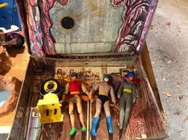 Vintage Original 1974 Mego BATMAN BATCAVE Playset for 8" Action Figures - includes bat computer, bat signal, batpole, 3 action figures