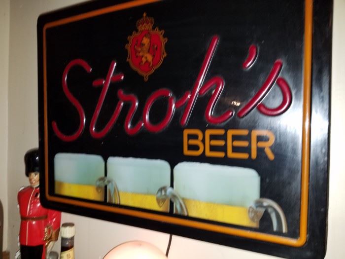 Stroh's beer lighted sign