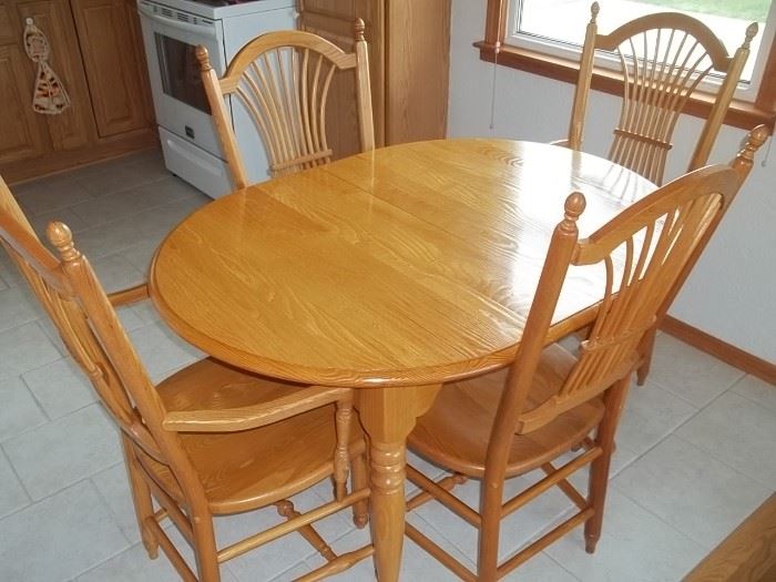 custom made oak dining table and chairs and leaf