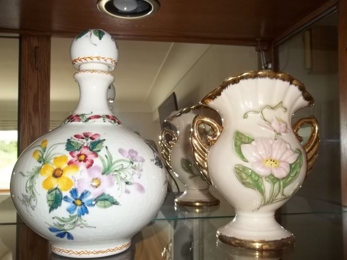 Hull vase and vintage decanter