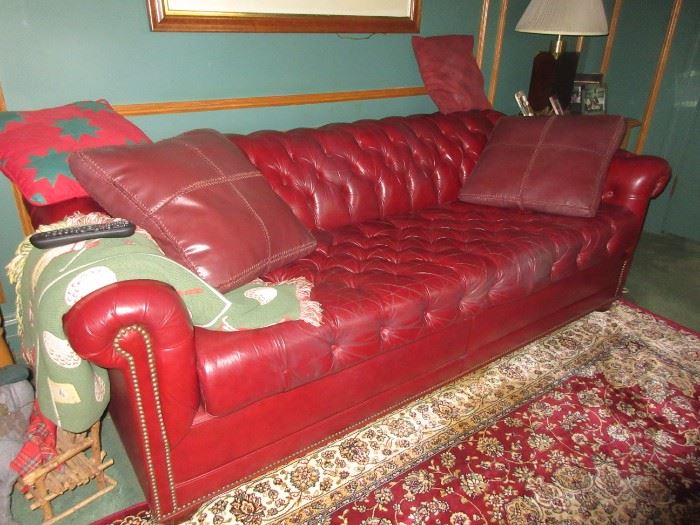 Leather Chesterfield sleeper sofa