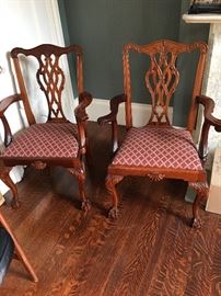 Lovely Pair of Ribbon Back Ball and Claw Foot occasional Chairs