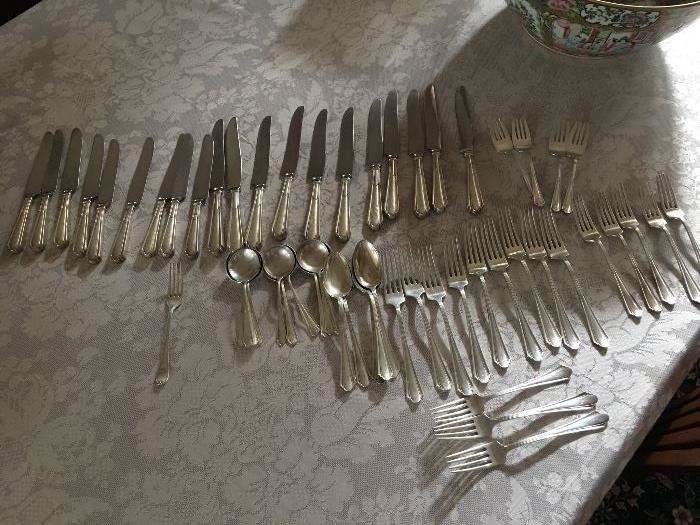 Partial Sterling Flatware Set.  Sold by Shreve Crump and Lowe