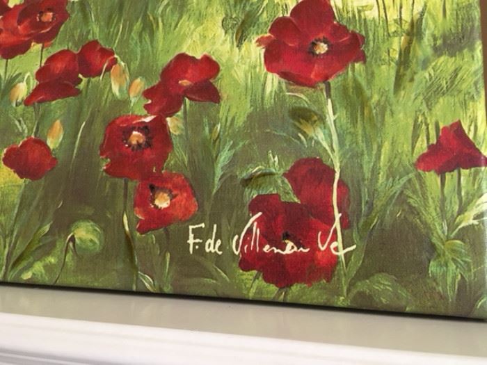 Detail of signature on Poppy triptych.