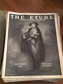 Several issues of The Etude magazine from the 1920s