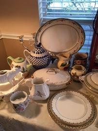 Antique glazed pottery teapots & servers