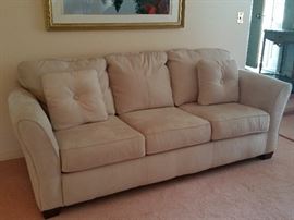 Beige Suede Couch 86"Lx36"Wx35"H
