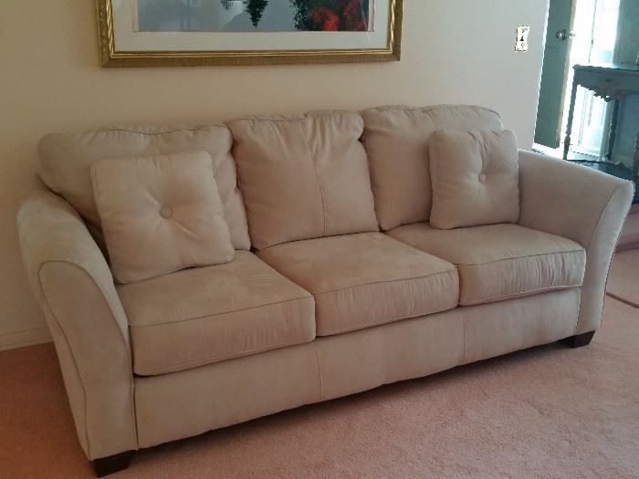 Beige Suede Couch 86"Lx36"Wx35"H