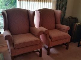 Pair Wingback Living Chairs 34"Lx33"Wx40"H