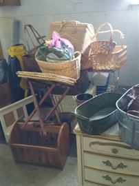 Baskets galore, and many more items in garage