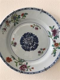 One of six Chinese plates, unmarked. Delicate, ca 19th c.