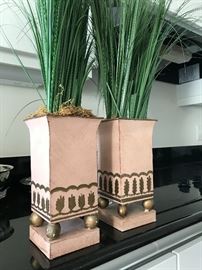 Handpainted metal accent planters