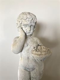 Concrete/cast limestone garden cherub, pair (Putti)