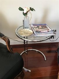 Modernist chrome and glass side table
