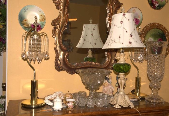 Mirror, Table Lamps, Vases