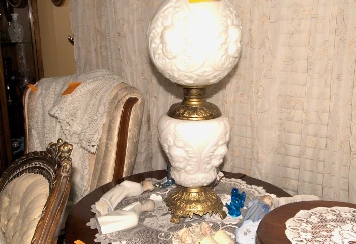 Antique Lamp & Table