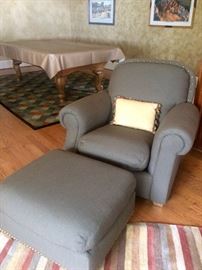 Chair & ottoman by Bradington Young  (the pool table in the background is not for sale). 