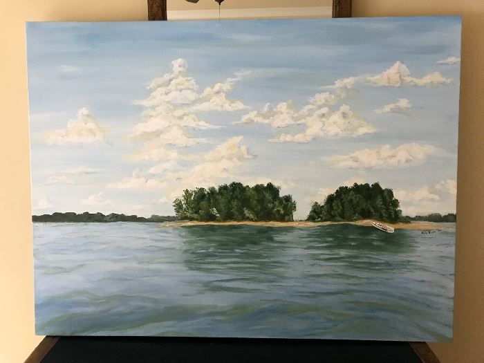 Large, 3x4’ lake painting, oil on canvas 