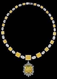 LOT878 Fancy Yellow Diamond NecklaceGIA