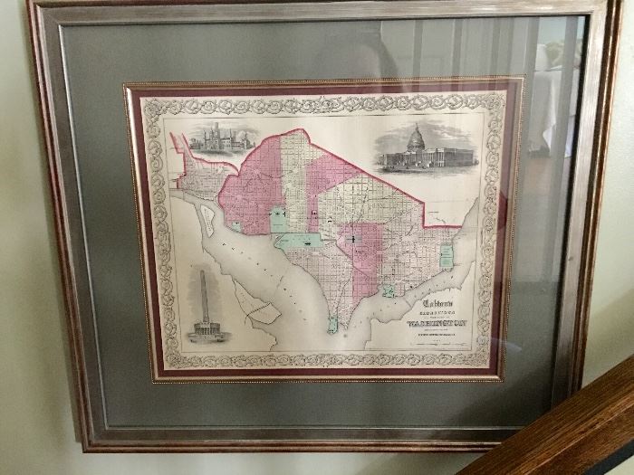 Framed antique map