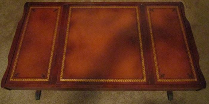 Leather top of coffee table