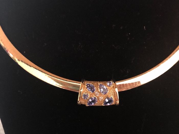 Stunning Reversible 6mm Omega with Custom Tanzanite and Diamond Slide