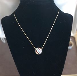 14kt Yellow Gold Gemstone Barrel Pendant