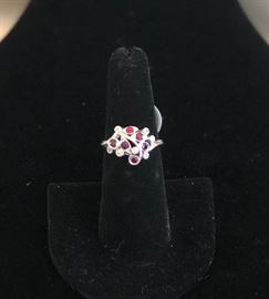 Vintage 14kt White Gold with Rubies and Diamonds