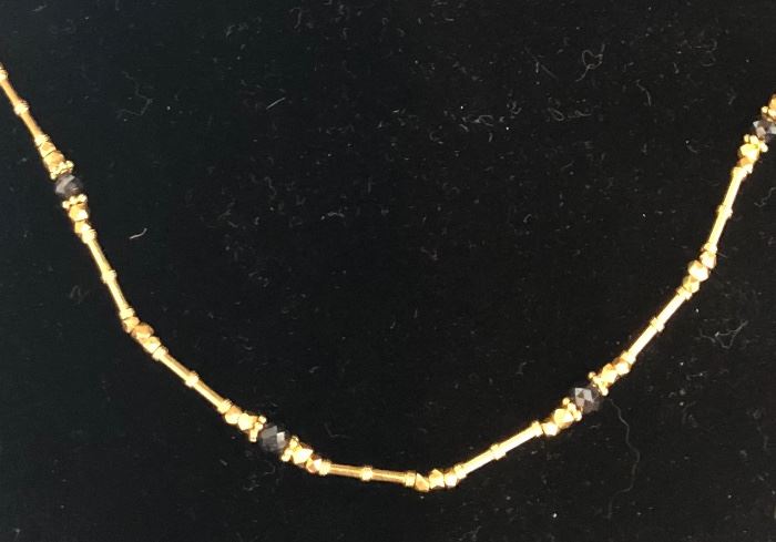 22kt Yellow Gold and Black Diamond Necklace