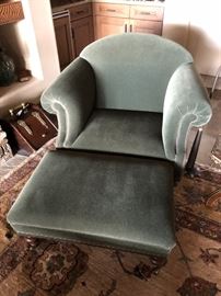 chair & ottoman in celadon velvet