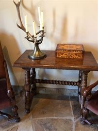 Pollack side table with Ralph Lauren horn candle holder