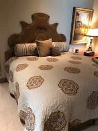 gorgeous custom queen bed & bedding