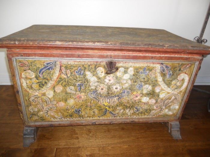 hand painted antique chest