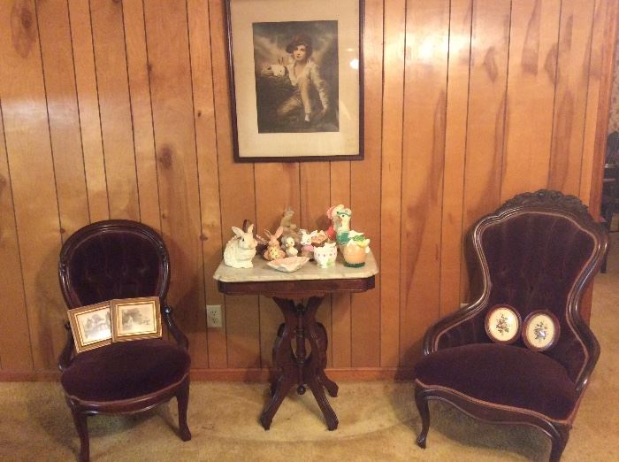 Victorian Mr. and Mrs. chairs