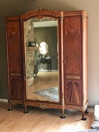  Antique mirror front wardrobe, 6’3” wide by 7’6” tall by 21” deep