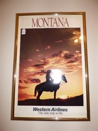 Vintage Western Airlines Poster "Montana: 