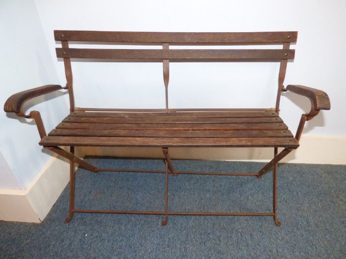Vintage Child's scale wood & iron bench