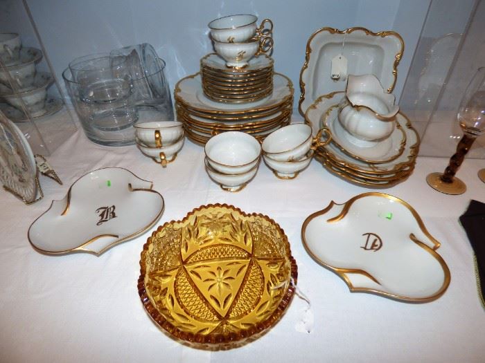 Hand decorated gold gilt china, serving plates