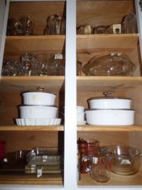 Vintage Pyrex clear 2 piece roaster, Corning ware, glass baking dishes, etc
